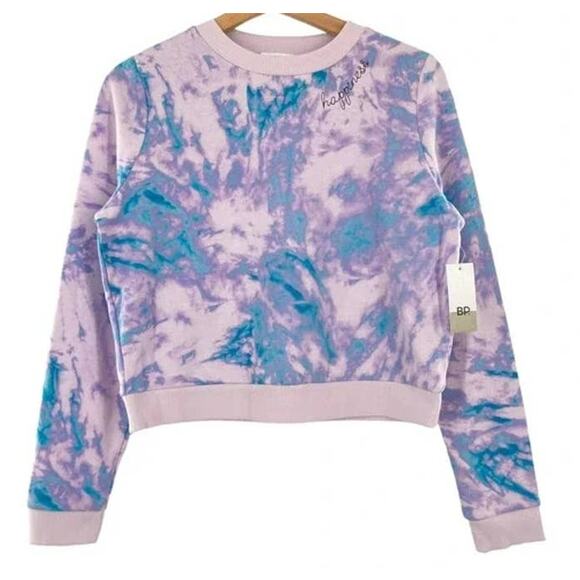 BP. Tie Dye Embroidered Happiness Sweatshirt Top Sz 2X/XXL Purple/Blue NWT - Picture 1 of 8